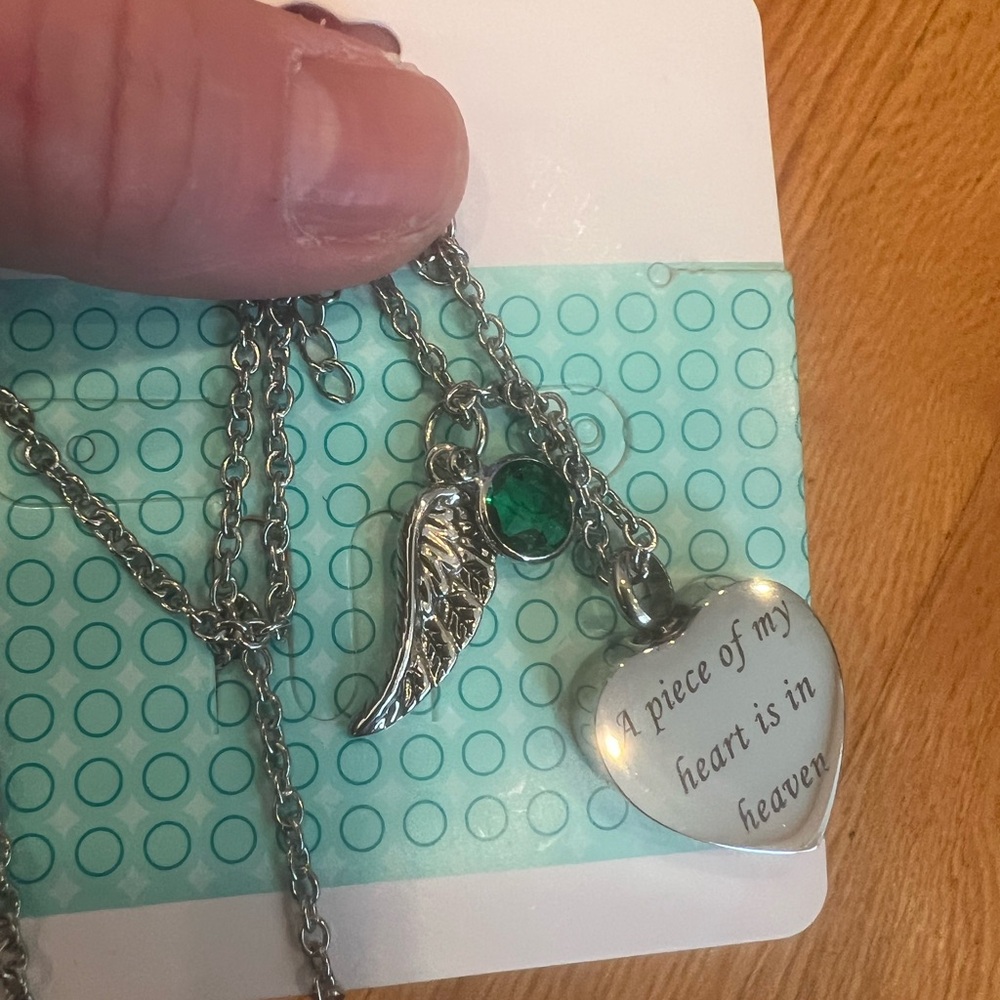Silver Heart and Wing Pendant Necklace